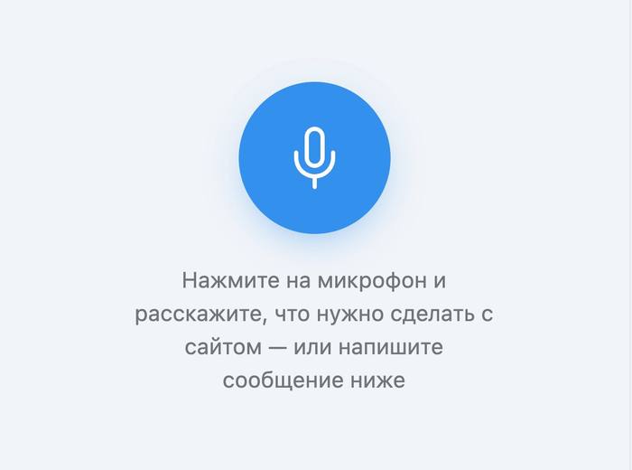 Экран голосового ввода: посетитель наговаривает сообщение о своём деле